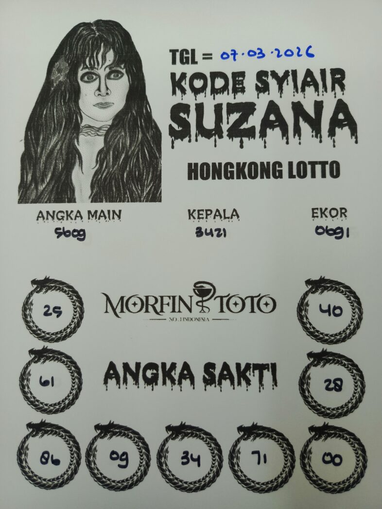 SYAIR TOGEL SUZANA  HONGKONG LOTTO 07 MARET 2026
