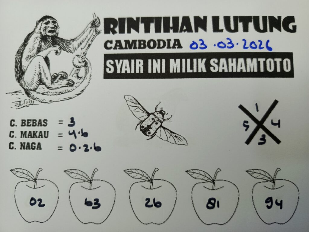 Syair Rintihan Lutung CAMBODIA POOLS Hari ini SELASA 02 MARET 2026
