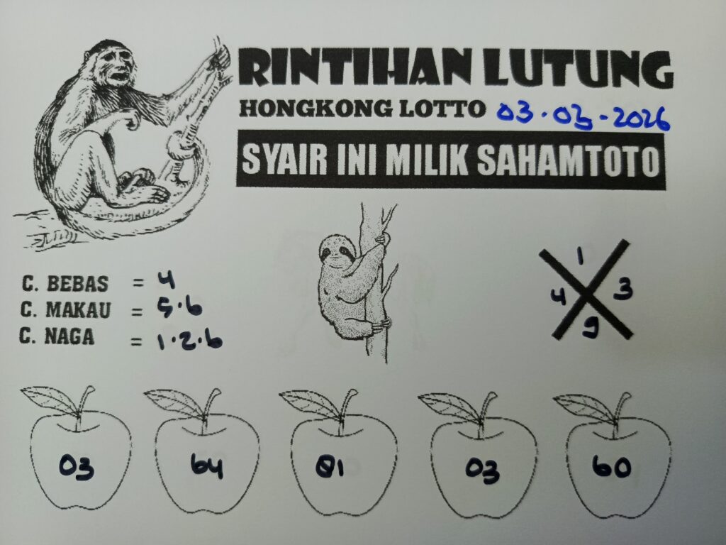 Syair Rintihan Lutung HONGKONG LOTTO Hari ini SELASA 02 MARET 2026