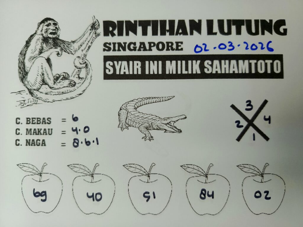 Syair Rintihan Lutung SINGAPORE POOLS Hari ini SENIN 02 MARET 2026