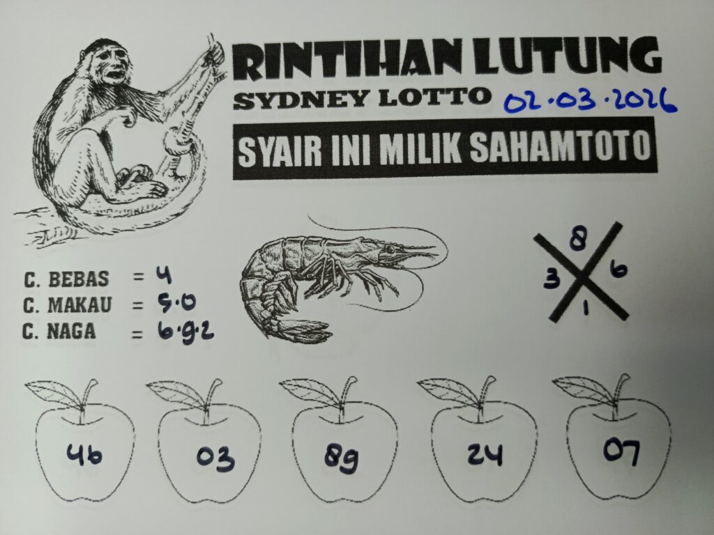 Syair Rintihan Lutung SYDNEY LOTTO Hari ini SENIN 02 MARET 2026