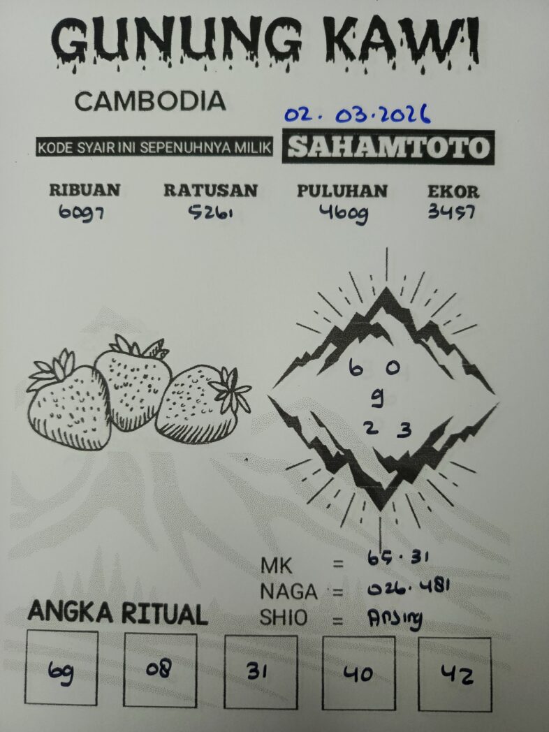Syair Gunung Kawi CAMBODIA POOLS Hari ini SENIN 02 MARET 2026