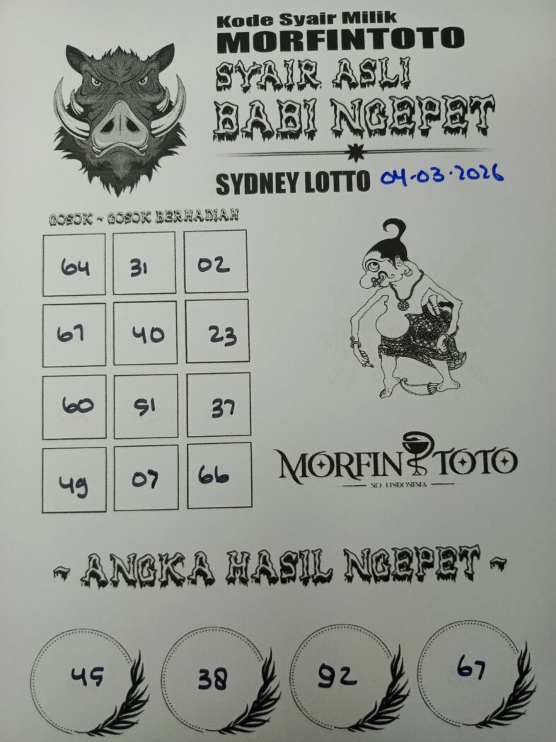 SYAIR TOGEL BABI NGEPET SYDNEY LOTTO 04 MARET 2046