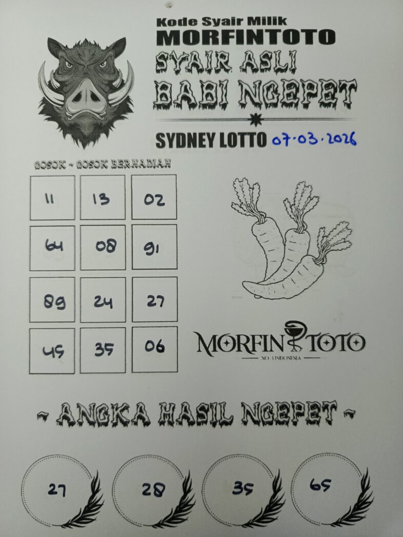 SYAIR TOGEL BABI NGEPET SYDNEY LOTTO 07 MARET 2026