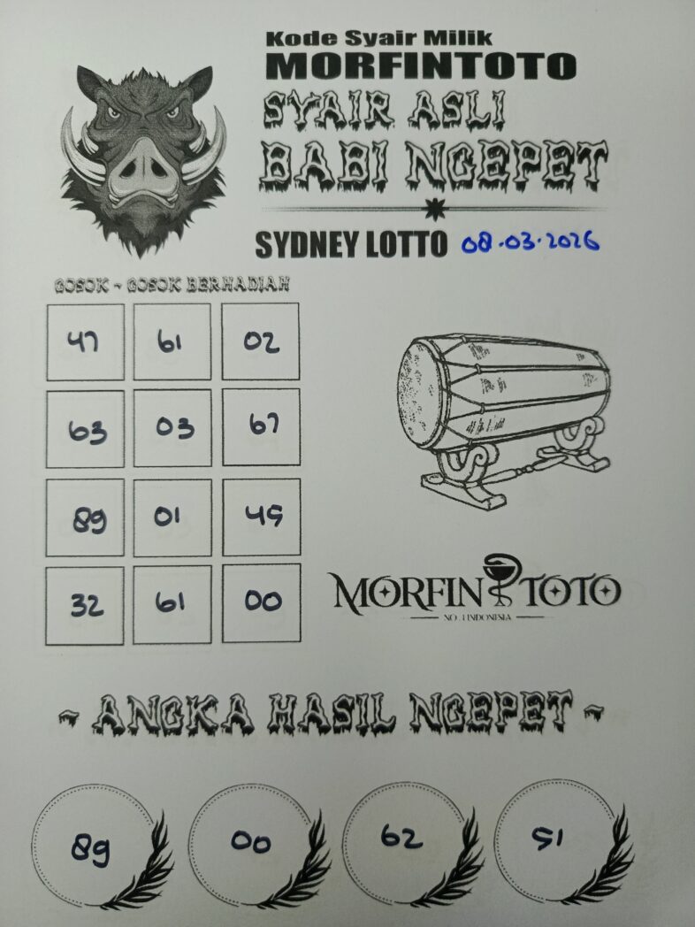 SYAIR TOGEL BABI NGEPET SYDNEY LOTTO 08 MARET 2026