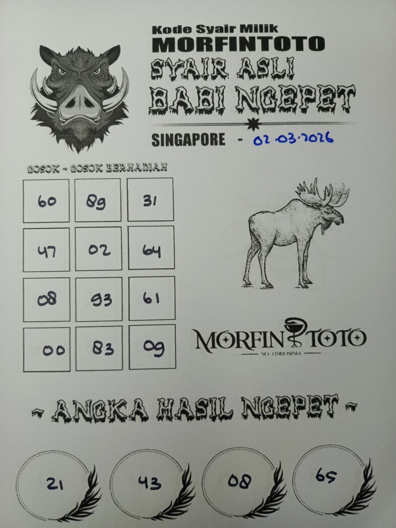 SYAIR TOGEL SINGAPORE BABI NGEPET 02 MARET 2026