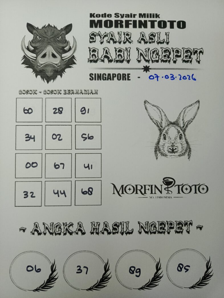 SYAIR TOGEL SINGAPORE BABI NGEPET 07 MARET 2026