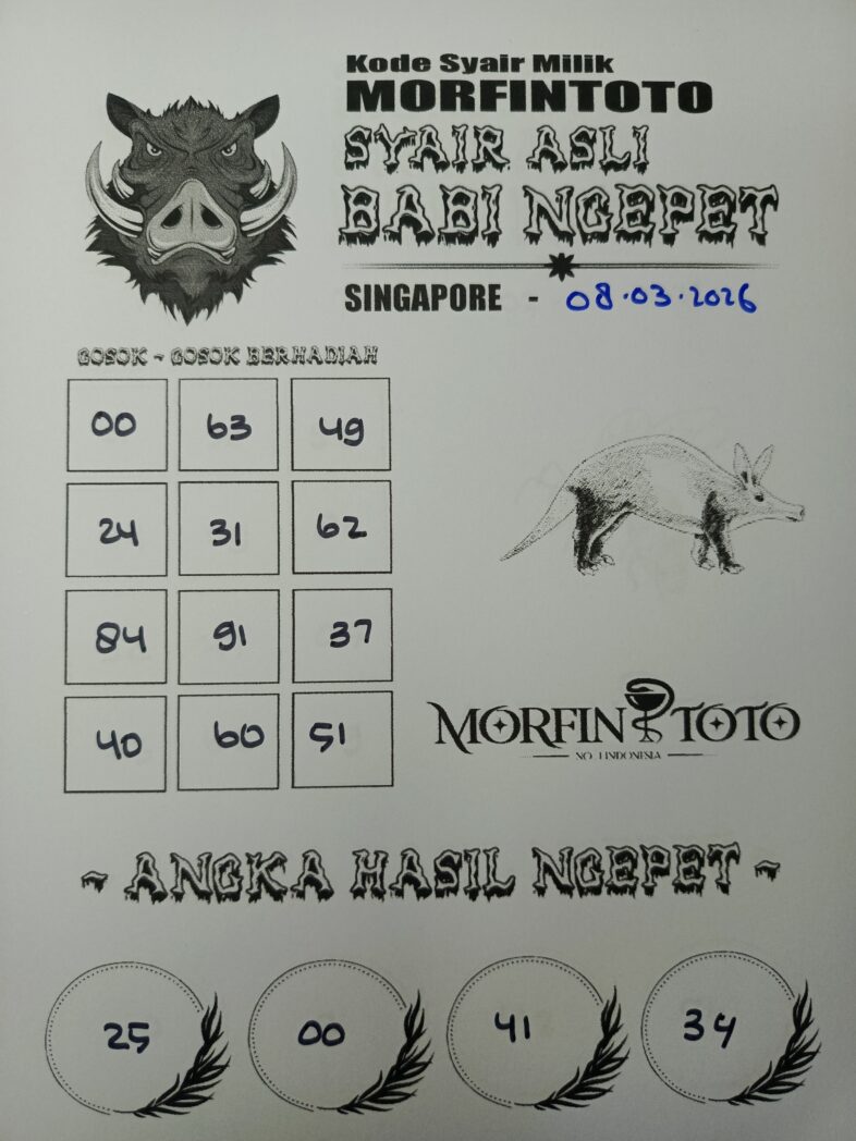 SYAIR TOGEL SINGAPORE BABI NGEPET 08 MARET 2026