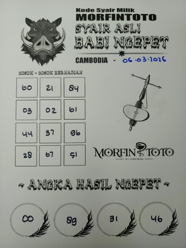 SYAIR TOGEL BABI NGEPET CAMBODIA 06 MARET 2026