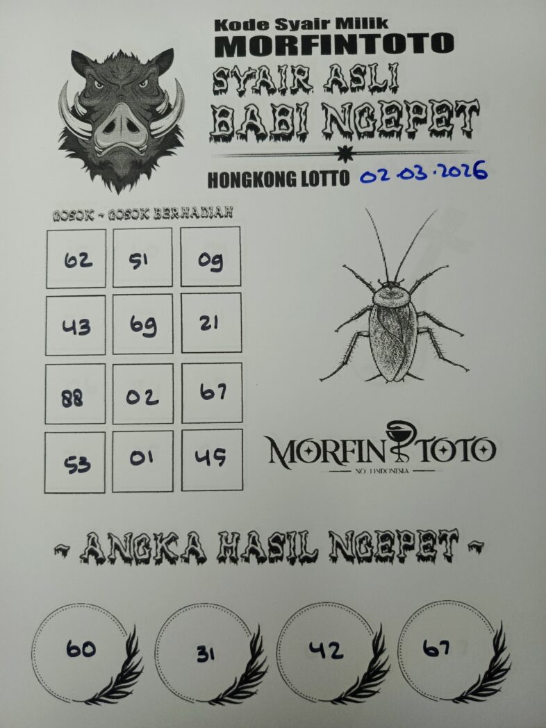 SYAIR TOGEL BABI NGEPET HONGKONG LOTTO 02 MARET 2026