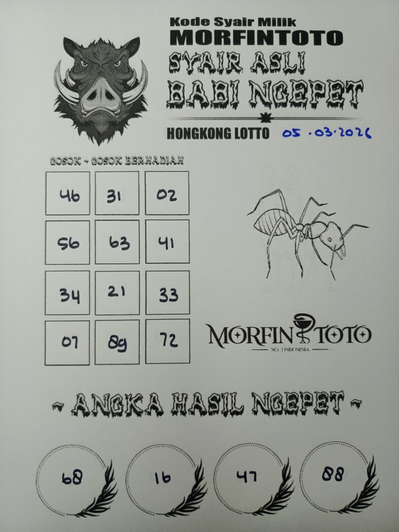 SYAIR TOGEL BABI NGEPET HONGKONG LOTTO 05 MARET 2026