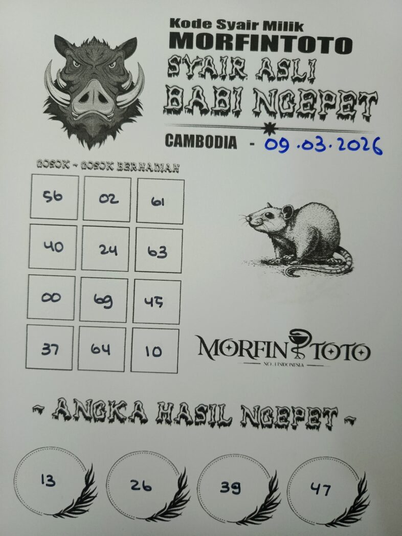 SYAIR TOGEL BABI NGEPET CAMBODIA 09 MARET 2026