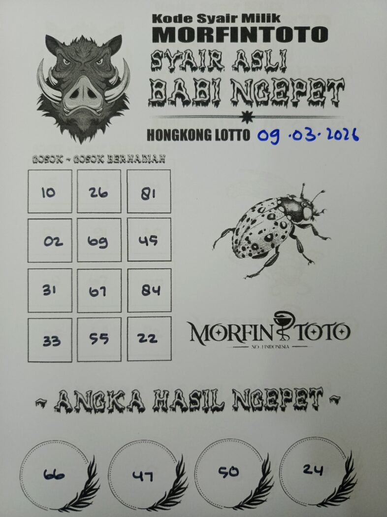 SYAIR TOGEL BABI NGEPET HONGKONG LOTTO 09 MARET 2026