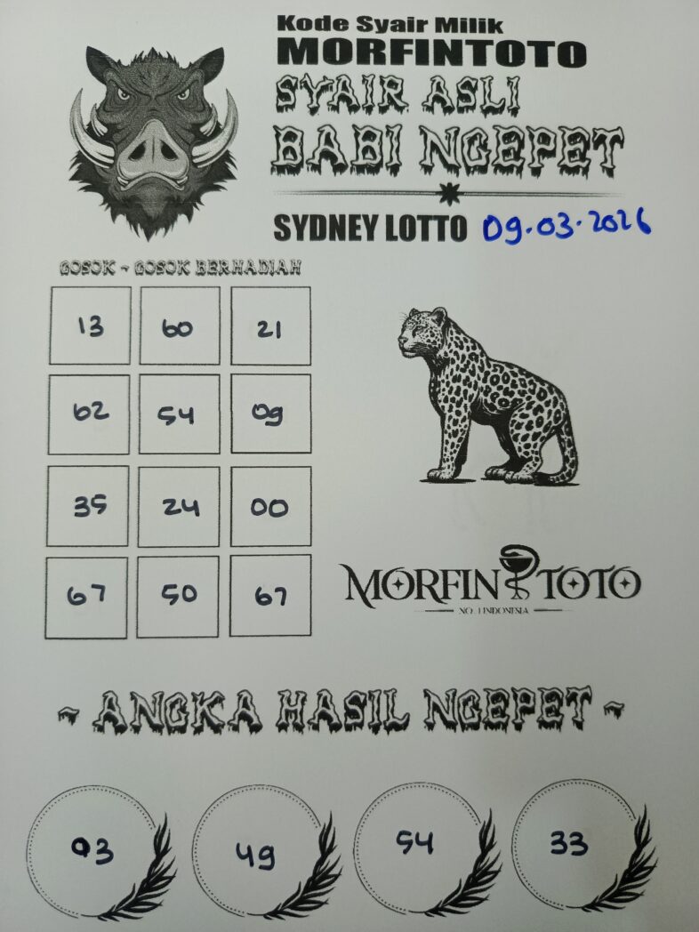 SYAIR TOGEL BABI NGEPET SYDNEY LOTTO 09 MARET 2026