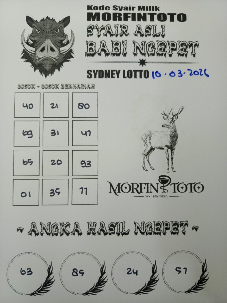 SYAIR TOGEL BABI NGEPET SYDNEY LOTTO 10 MARET 2026