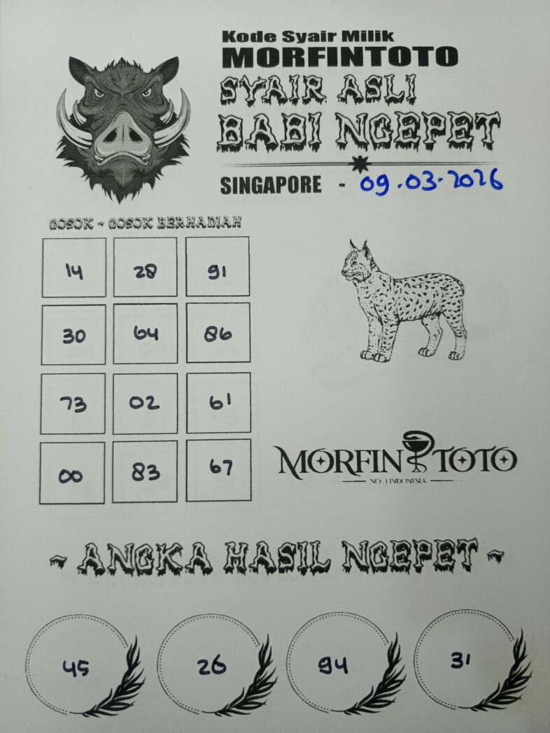 SYAIR TOGEL SINGAPORE BABI NGEPET 09 MARET 2026
