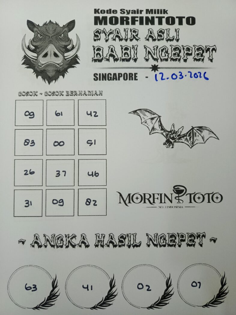 SYAIR TOGEL SINGAPORE BABI NGEPET 12 MARET 2026