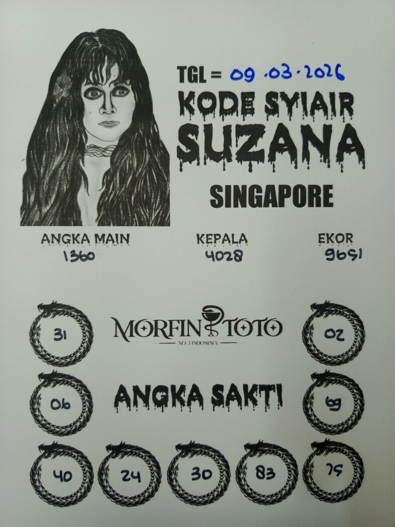SYAIR TOGEL SINGAPORE SUZANA  09 MARET 2026