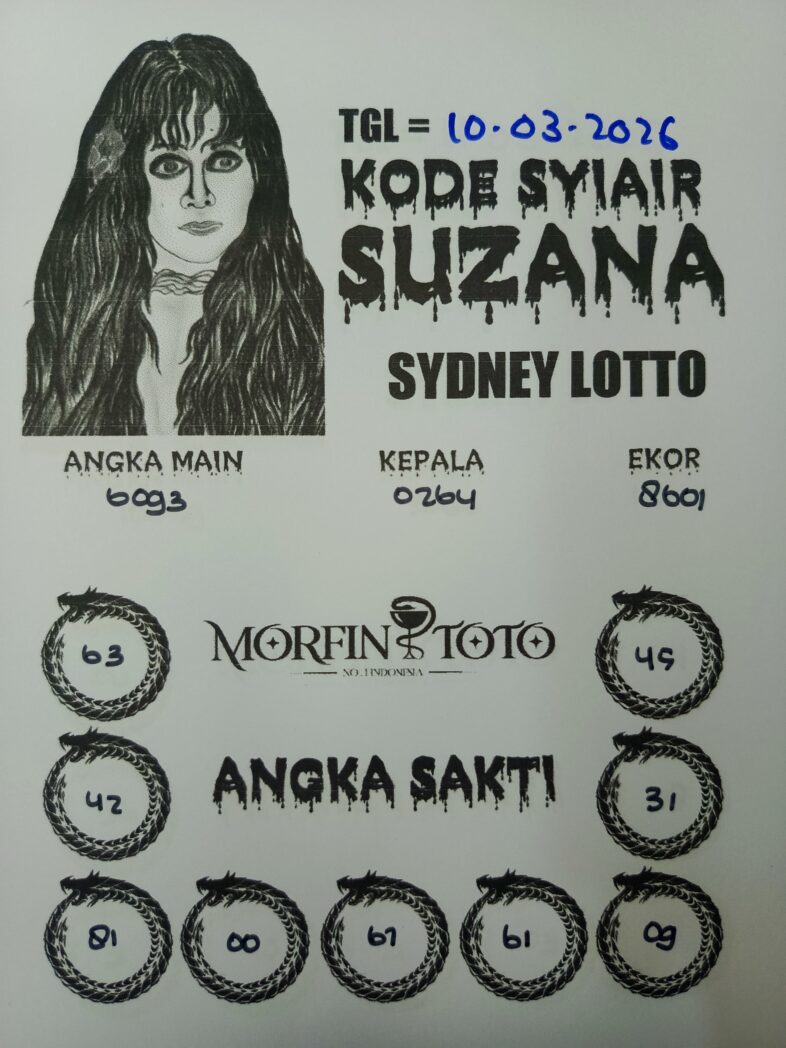 SYAIR TOGEL SUZANA SYDNEY LOTTO 10 MARET 2026