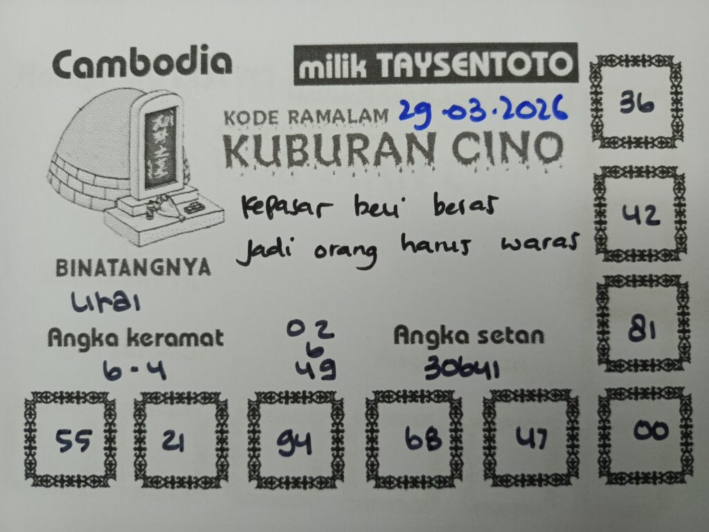 Syair Kuburan Cino Cambodia Hari Ini Minggu, 29 Maret 2026