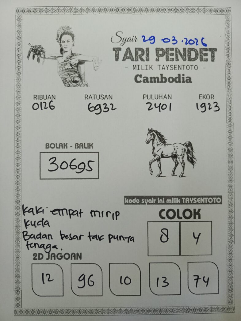 Syair Tari Pendet Cambodia Hari Ini Minggu, 29 Maret 2026