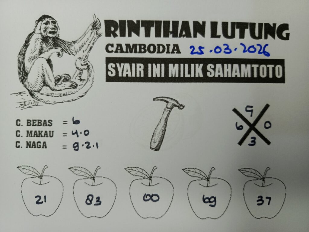 Syair Rintihan Lutung Cambodia Pools Hari ini Rabu 25 Maret 2026
