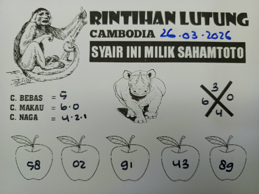 Syair Rintihan Lutung Cambodia Pools Hari ini Kamis 26 Maret 2026