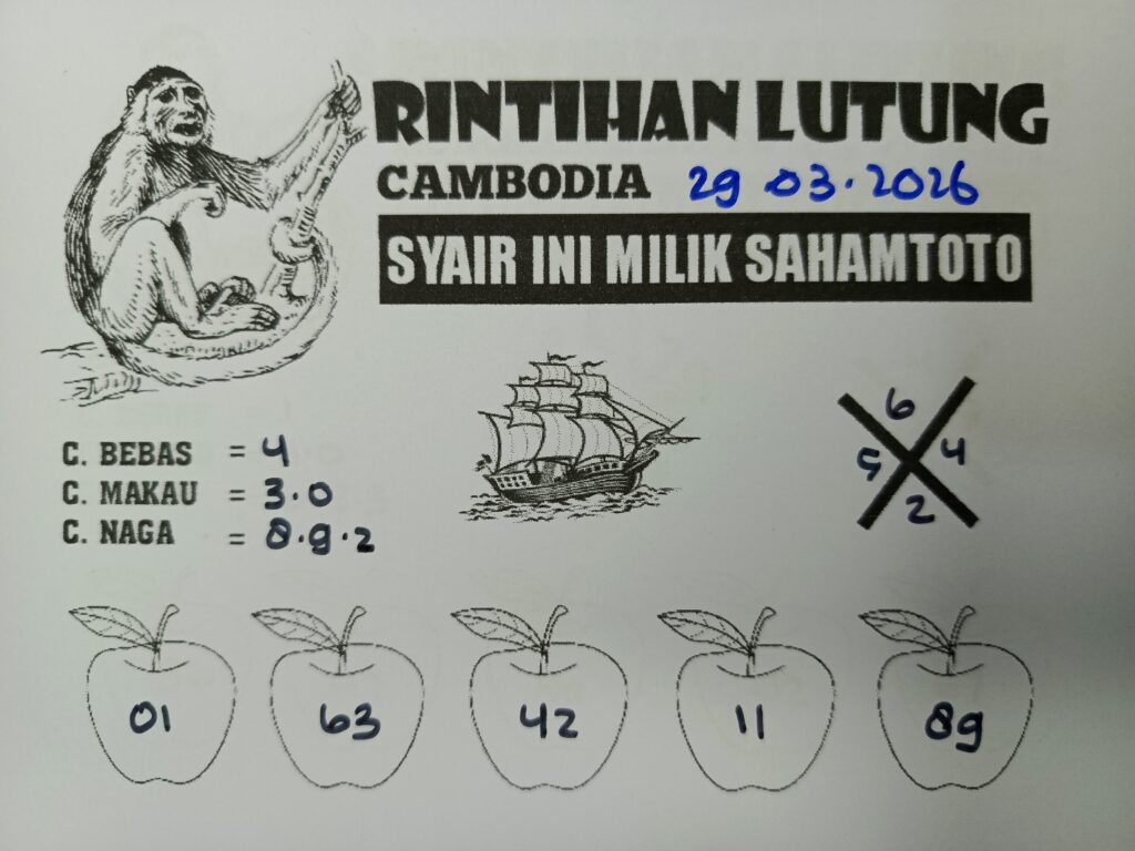Syair Rintihan Lutung Cambodia Pools Hari ini Minggu 29 Maret 2026