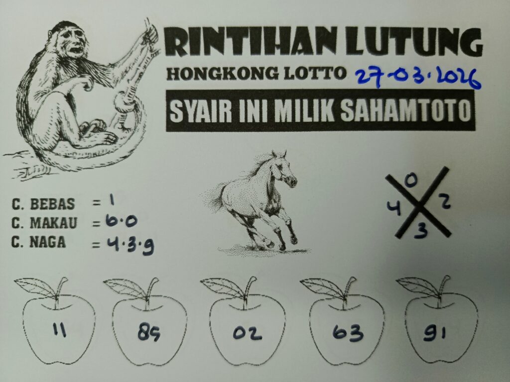 Syair Rintihan Lutung HONGKONG LOTTO Hari ini Jumat 27 Maret 2026