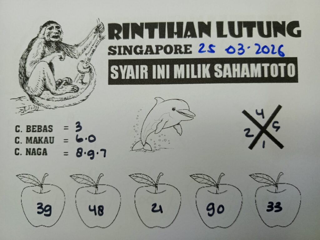 Syair Rintihan Lutung SINGAPORE Pools Hari ini Rabu 25 Maret 2026