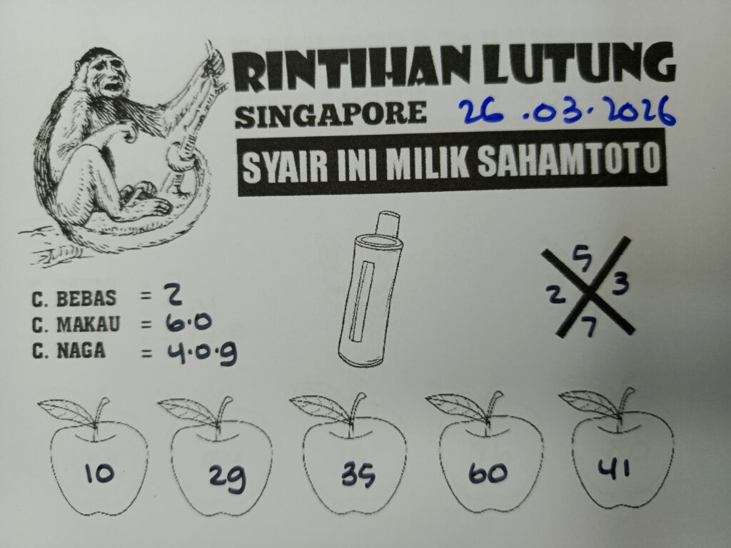 Syair Rintihan Lutung SINGAPORE Pools Hari ini Kamis 26 Maret 2026