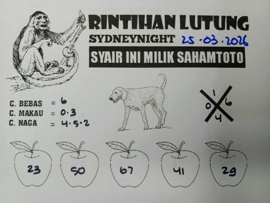 Syair Rintihan Lutung SydneyNight Hari ini Rabu, 25 Maret 2026