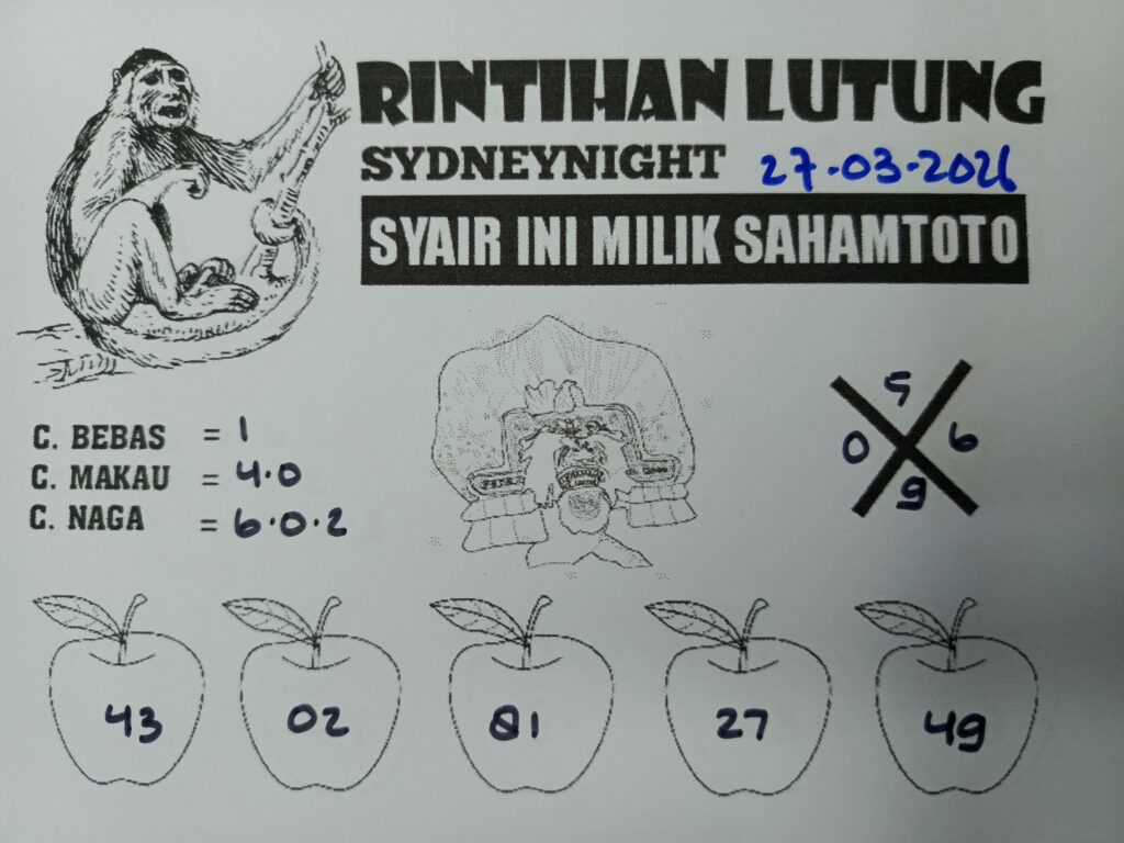 Syair Rintihan Lutung SydneyNight Hari ini Jumat, 27 Maret 2026