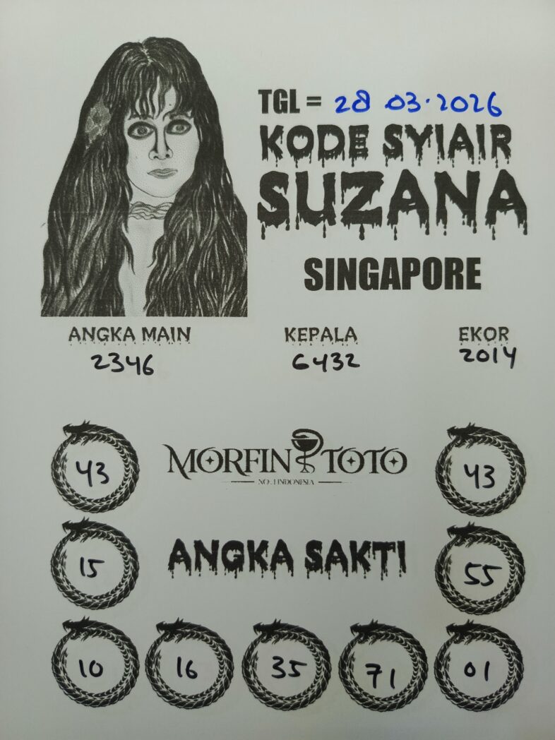 SYAIR TOGEL SINGAPORE SUZANA  28 MARET 2026