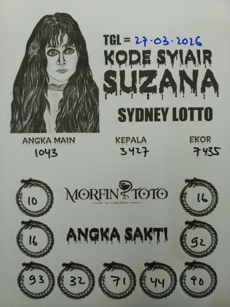 SYAIR TOGEL SUZANA SYDNEY LOTTO 27 MARET 2026