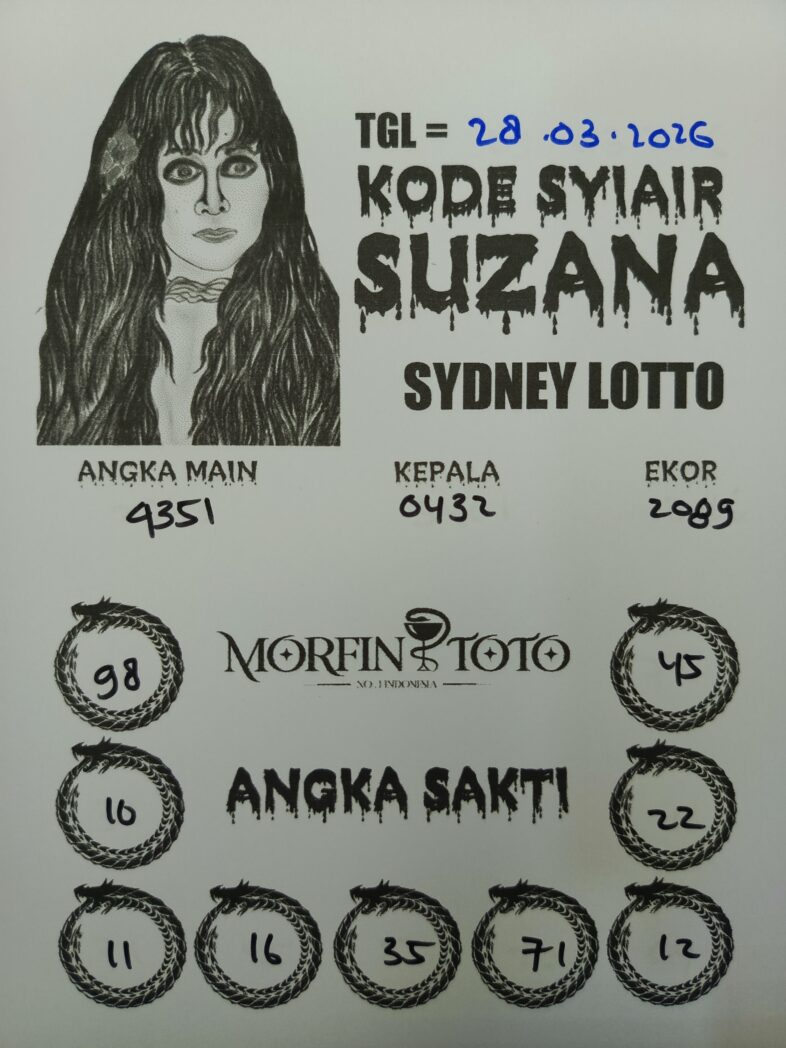 SYAIR TOGEL SUZANA SYDNEY LOTTO 28 MARET 2026