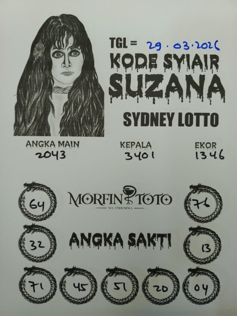 SYAIR TOGEL SUZANA SYDNEY LOTTO 29 MARET 2026