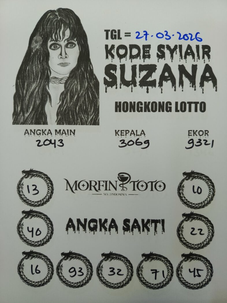 SYAIR TOGEL SUZANA  HONGKONG LOTTO 27 MARET 2026