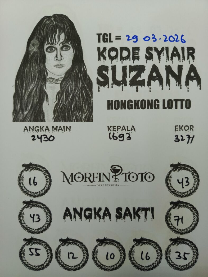 SYAIR TOGEL SUZANA  HONGKONG LOTTO 29 MARET 2026