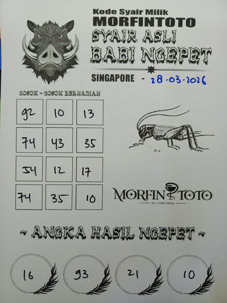 SYAIR TOGEL SINGAPORE BABI NGEPET 28 MARET 2026