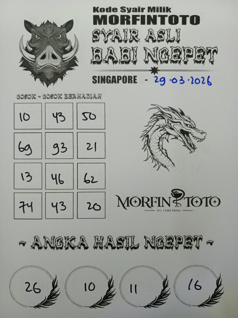 SYAIR TOGEL SINGAPORE BABI NGEPET 29 MARET 2026