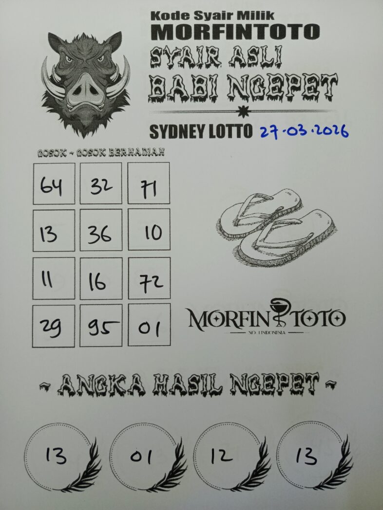 SYAIR TOGEL BABI NGEPET SYDNEY LOTTO 27 MARET 2026