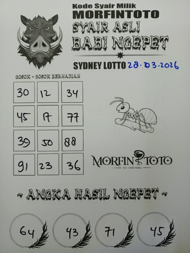 SYAIR TOGEL BABI NGEPET SYDNEY LOTTO 28 MARET 2026