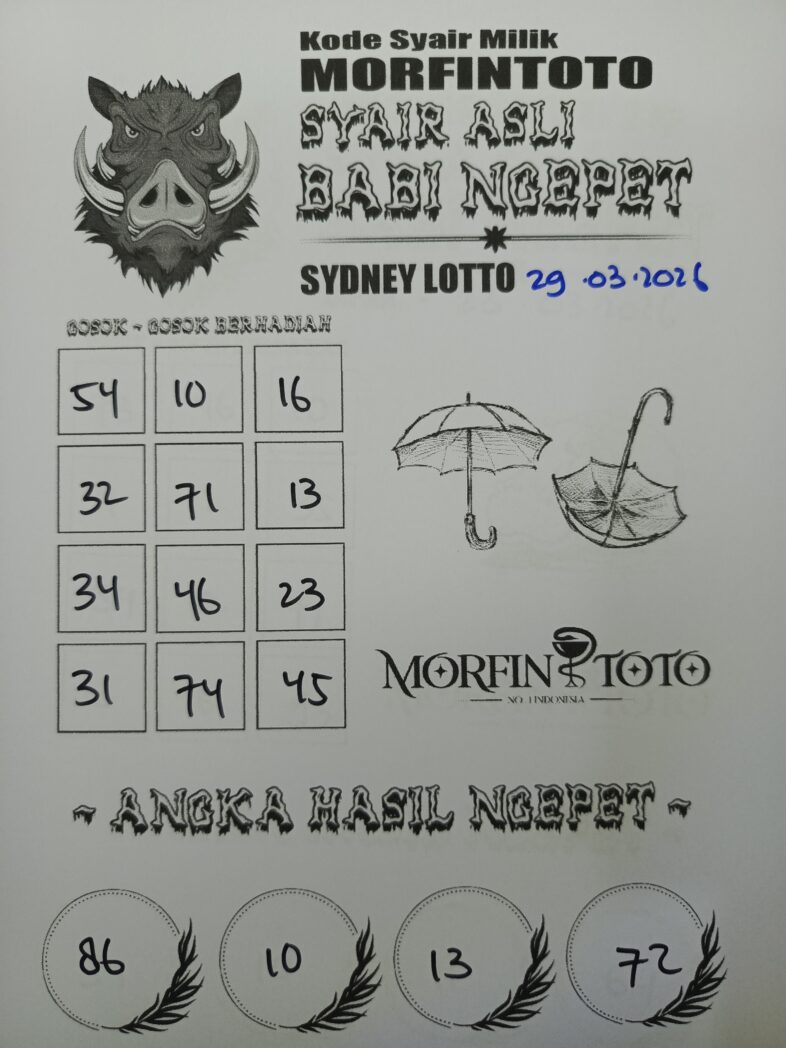 SYAIR TOGEL BABI NGEPET SYDNEY LOTTO 29 MARET 2026