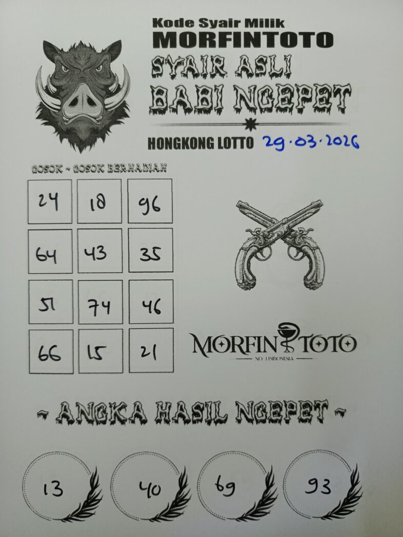 SYAIR TOGEL BABI NGEPET HONGKONG LOTTO 29 MARET 2026