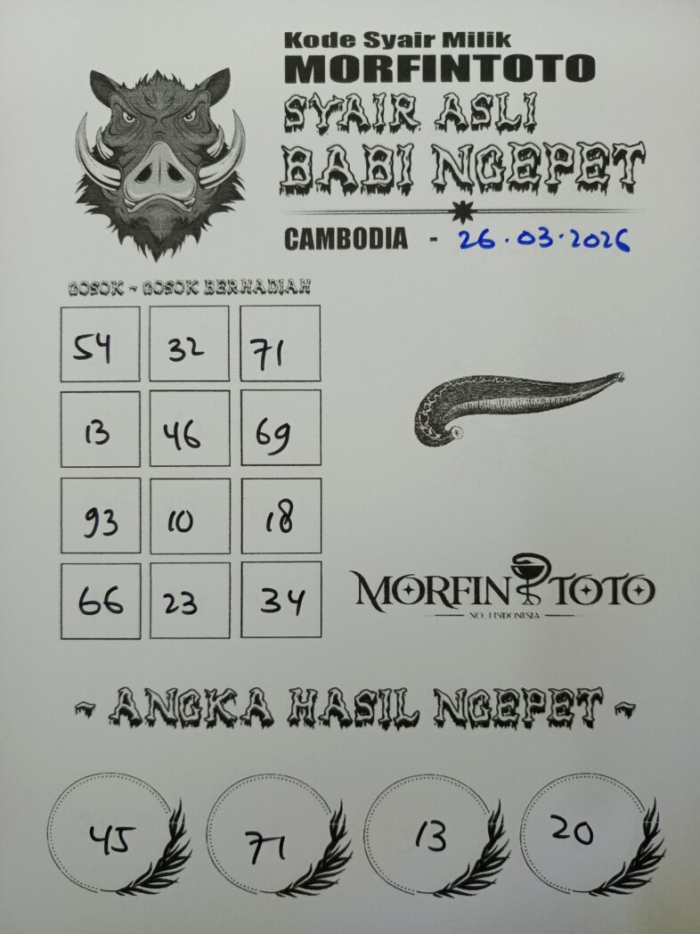 SYAIR TOGEL BABI NGEPET CAMBODIA 26 MARET 2026