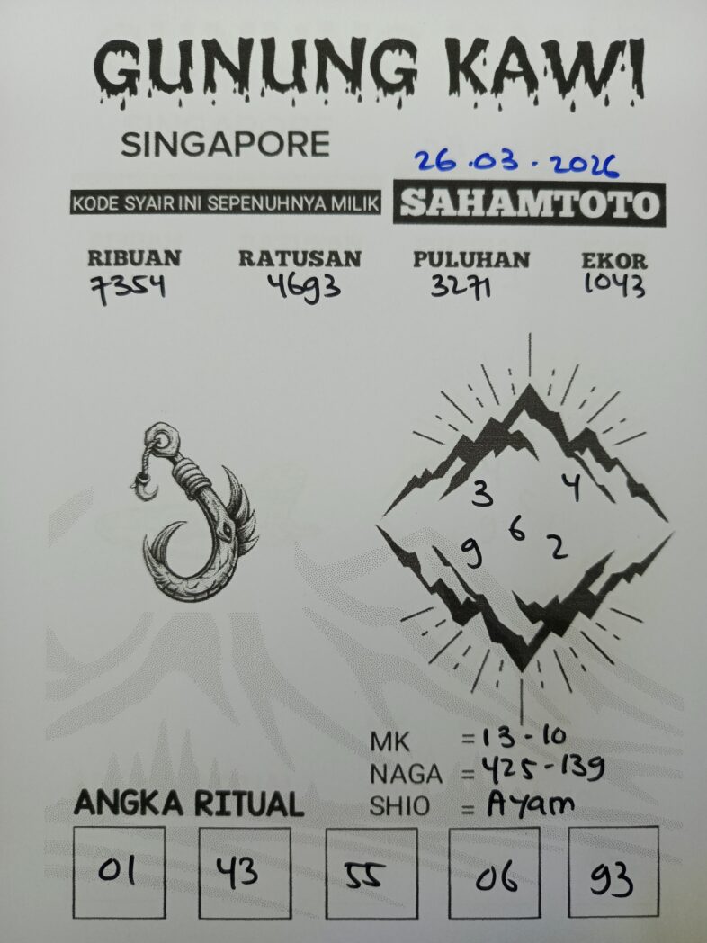 Syair Gunung Kawi SINGAPORE Pools Hari ini Kamis 26 Maret 2026