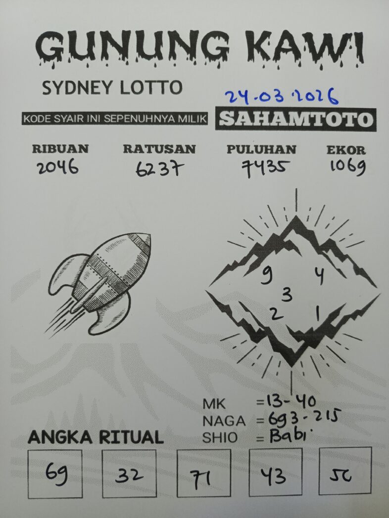 Syair Gunung Kawi SYDNEY LOTTO Hari ini Selasa 24 Maret 2026