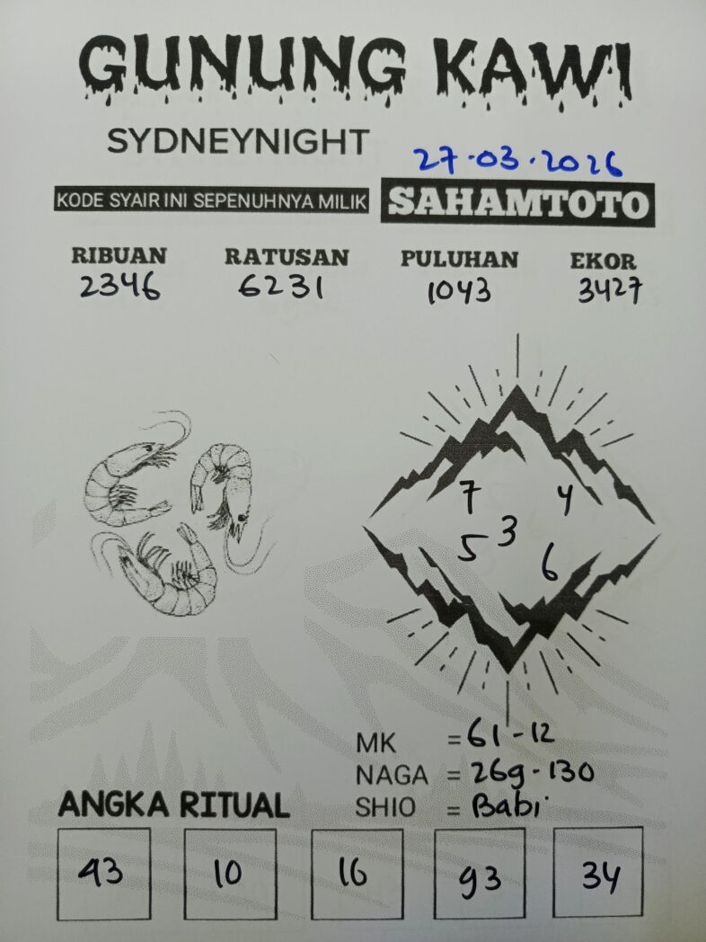 Syair Gunung Kawi SydneyNight Hari ini Jumat, 27 Maret 2026