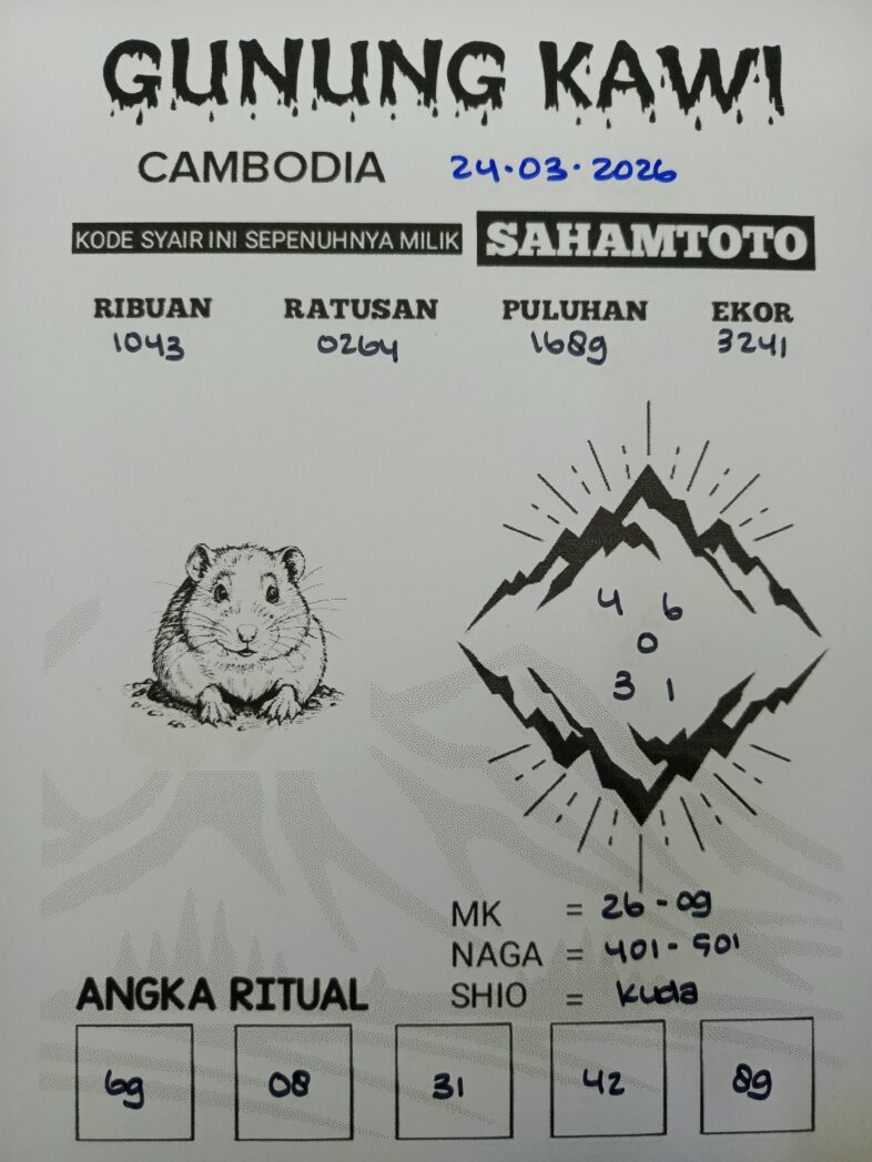 Syair Gunung Kawi Cambodia Pools Hari ini Selasa 24 Maret 2026
